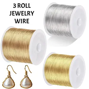 3 Roll Multi-Color Jewelry Making Line Set, 26 Gauge Craft Line, 164.04 Feet Per Roll, Beading Wire for Carving, Jewelry Making, Decoration, Handmade Crafts