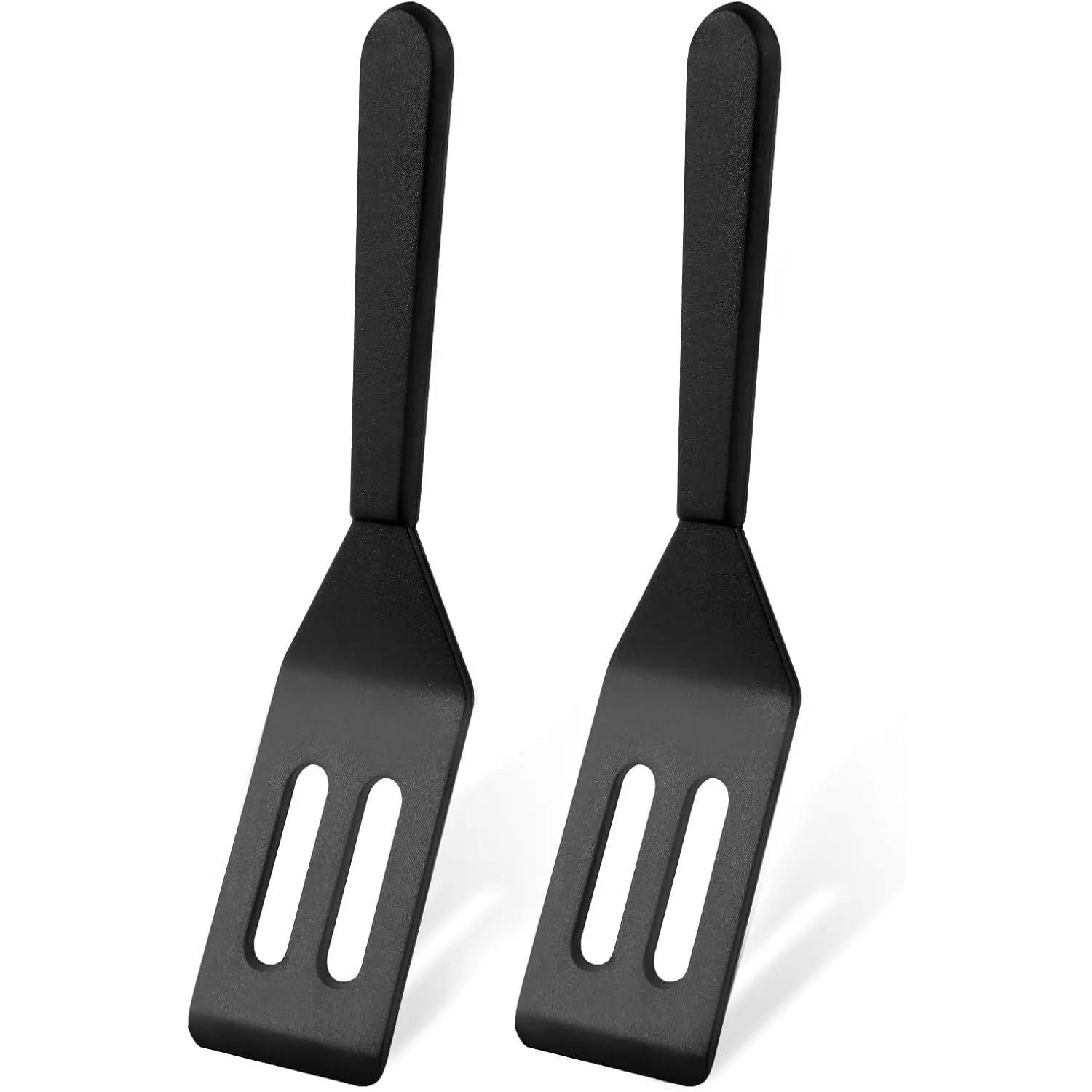 2-Pack Small Spatula Suitable for Non-Stick Cookware Mini Spatula Kitchen Heat-Resistant Silicone Thin Spatula Cooking Baking (Black-2)