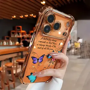 Colorful butterfly pattern electroplated transparent shockproof, anti-vibration soft case, compatible with iPhone 17/16/15/14/13/12/11/X/XS/XS Max, suitable as a holiday gift for friends, family, or yourself.