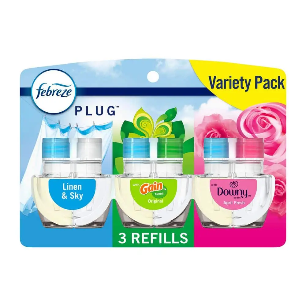 2.63 oz Variety Pack Linen, Gain Original, and April Fresh Scented Oil Plug-In Automatic Air Freshener Refill (3-Count)