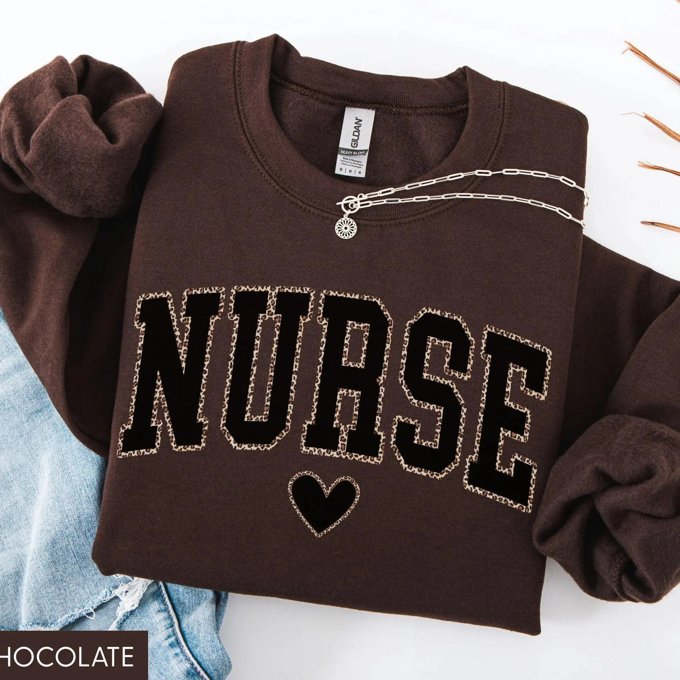 Nurse Sweatshirt, Leopard Nurse Shirt, RN Sweatshirt, Nurse Sweater, Nurse Graduation Gift, Nurse Week, Nurse Appreciation, New Nurse Gift