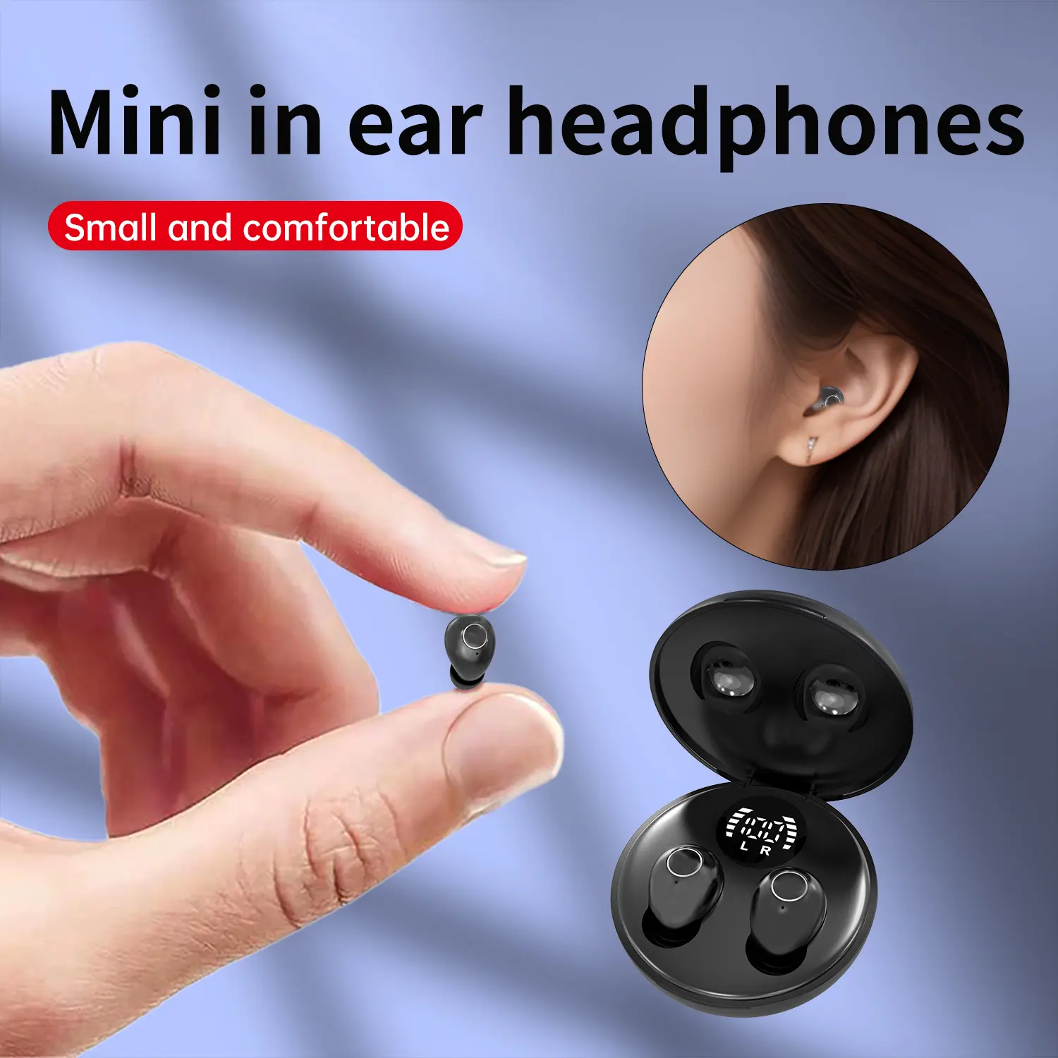 INSONIXN Wireless Sleep Earbuds - Compact Magnetic In-Ear Headphones, Mini Sweat-Resistant Waterproof Bluetooth Silicone Earplugs, Touch Control, LED Digital Display, Noise Blocking, Long-Term Wear, Father's Day Gift, for Office & Study, Headphone