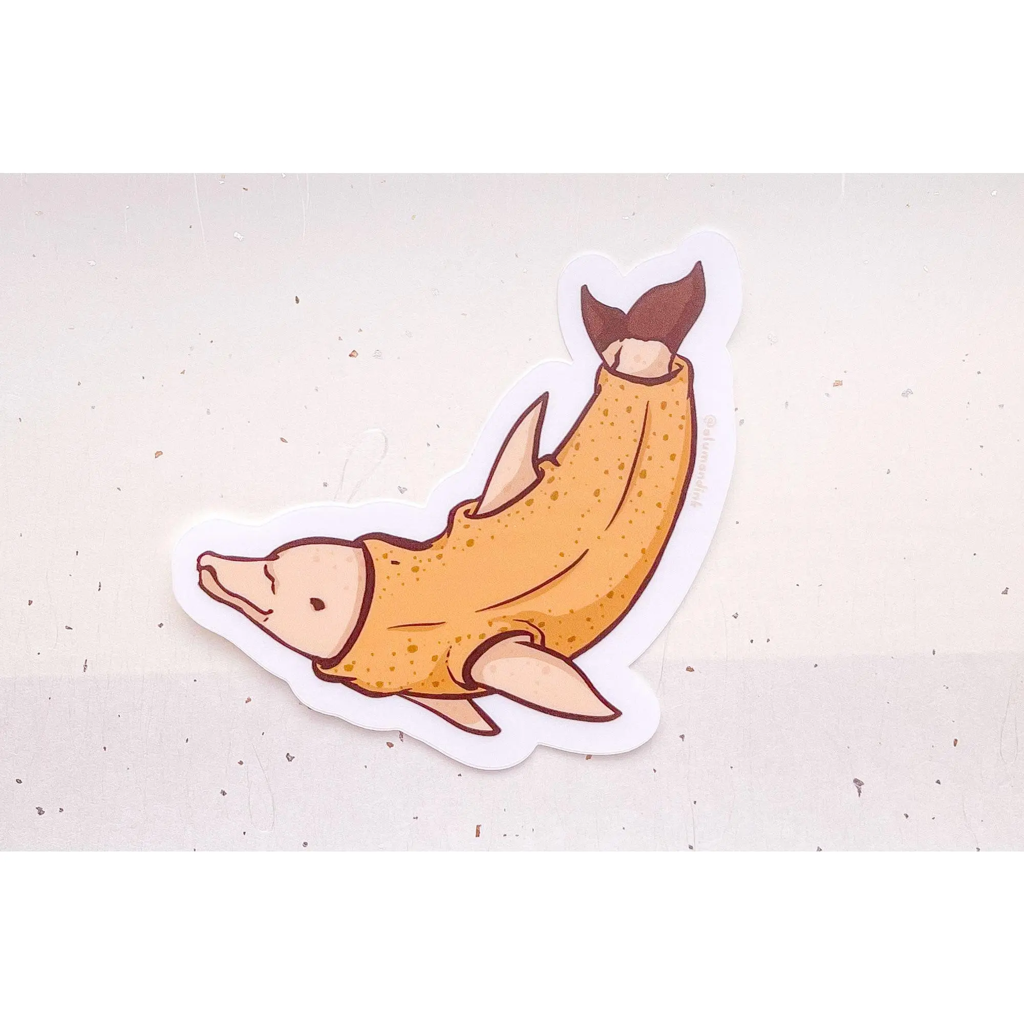 Banana Dolphin Clear Vinyl Sticker