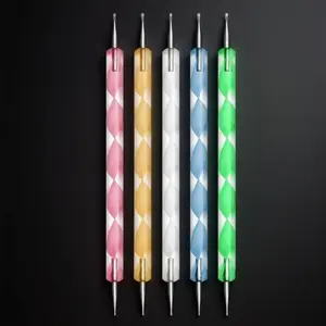 Professional 5-in-1 Nail Art Dotting Pen Set, Stainless Steel Dotting Tools for Nail Design, Multi-Purpose Embossing Clay Sculpting Pens, Creative Dotting Drill Guide, Decoration Dotting Art Kit for DIY