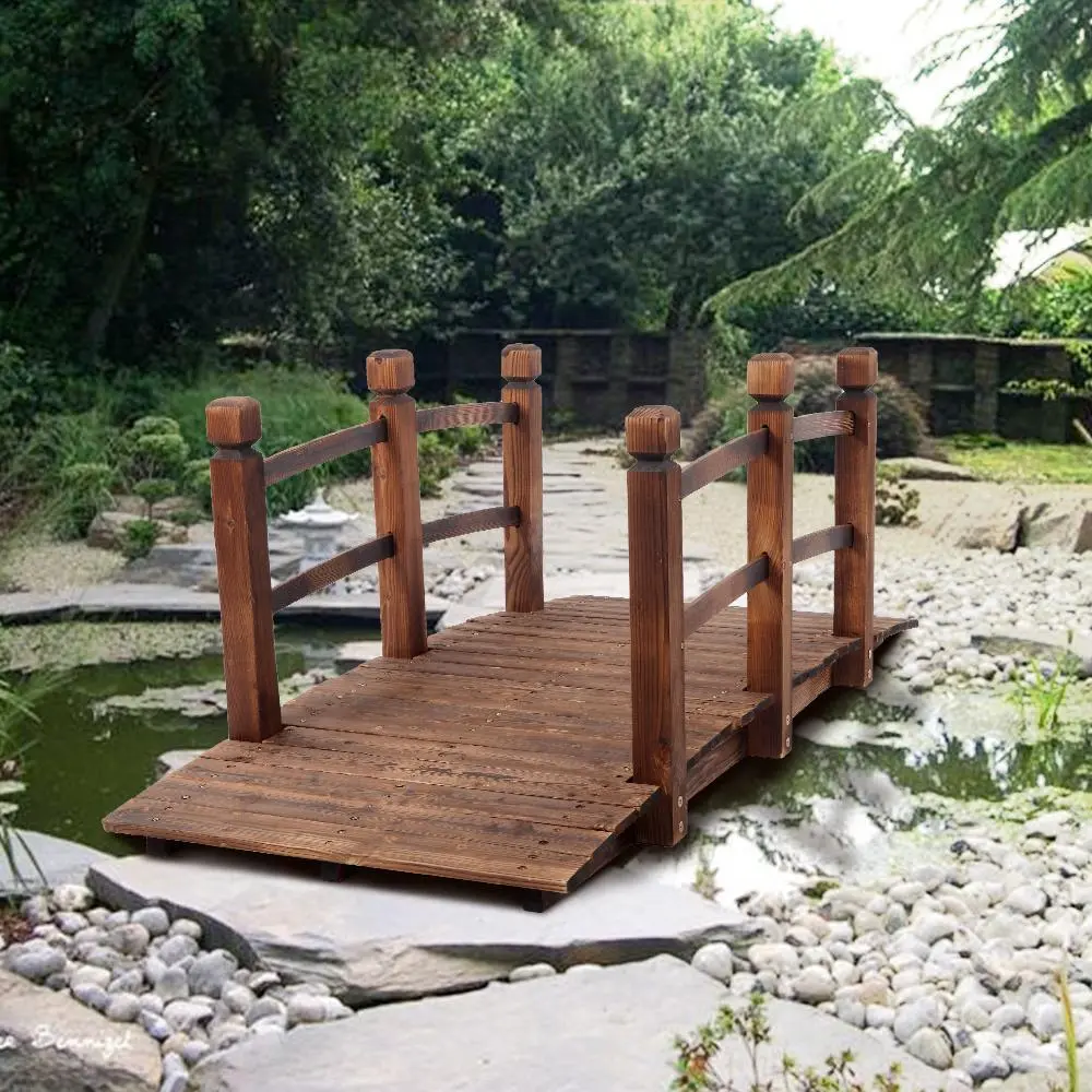 【Summervibes】Arch Bridge Small Wooden Bridge Courtyard Decoration Outdoor Antiseptic Wood Landscape Bridge Suitable for Garden Backyard Front door