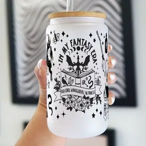 Sip-Sip Hooray! In My Fantasy Era – Book Lover Cup with Handle, Lid & Plastic and Glass Straws, Romantasy BookTok Gift, Reusable Fantasy Drinkware Handmade Printed Water Bottles