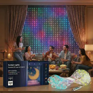 Smart RGBIC Curtain Lights 400 LED 9.8x9.8ft - App Controlled Color Changing Fairy String Lights with Music Sync & DIY Mode, Dreamy Cozy Bedroom Aesthetic Wall Decor Backdrop