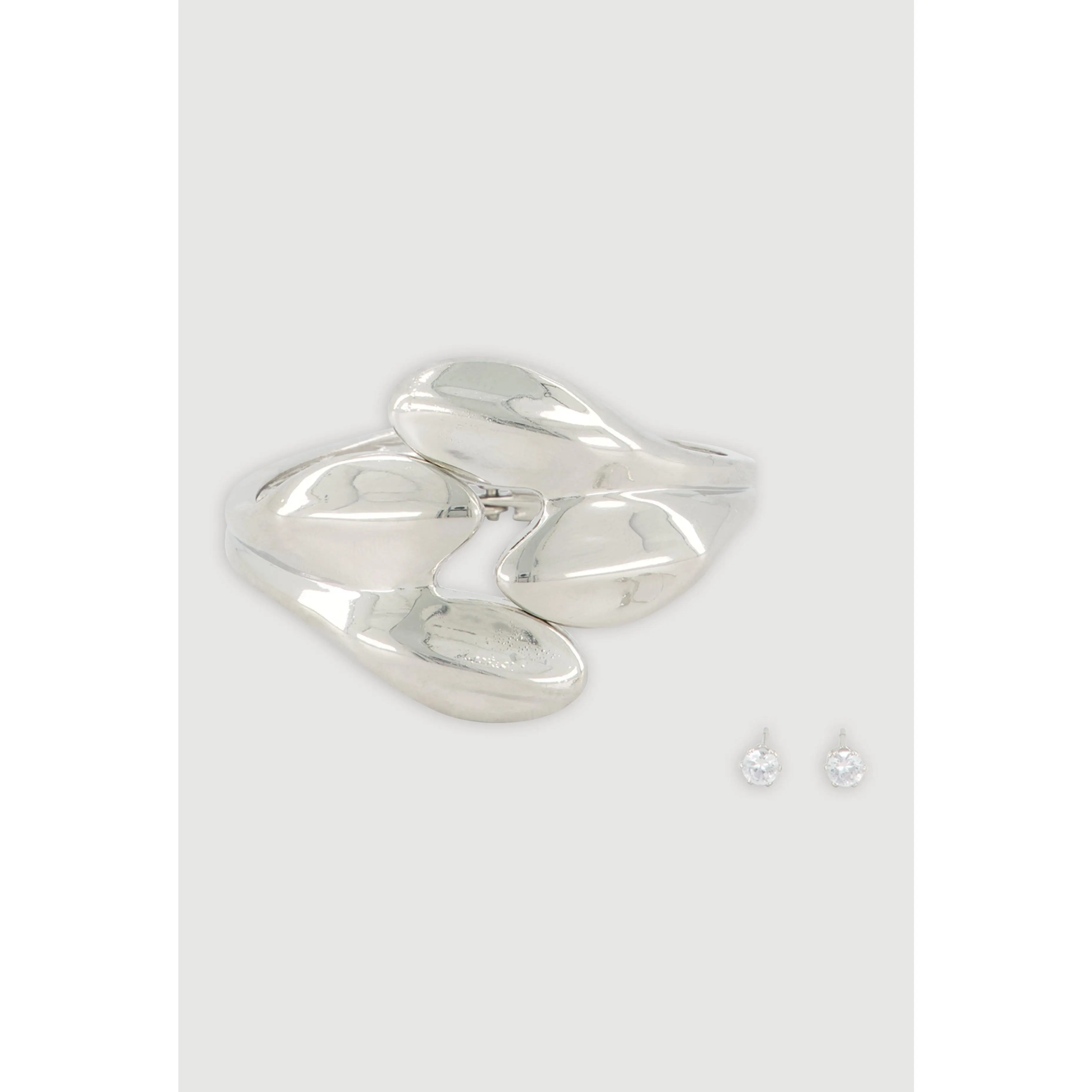 Sculpted Hinge Bracelet and Stud Earrings Set