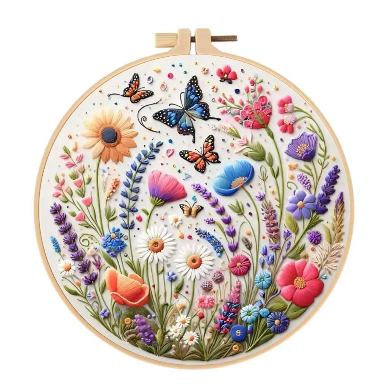 Beginner Embroidery Kit, Elegant Cross Stitch Set, Embroidery Design, Embroidered Design, Flower Sea Butterfly Style, DIY Embroidery Lovers, Includes Printed Cotton Fabric, Needle Crafts Kit, Handmade Embroidery, Diy Kits