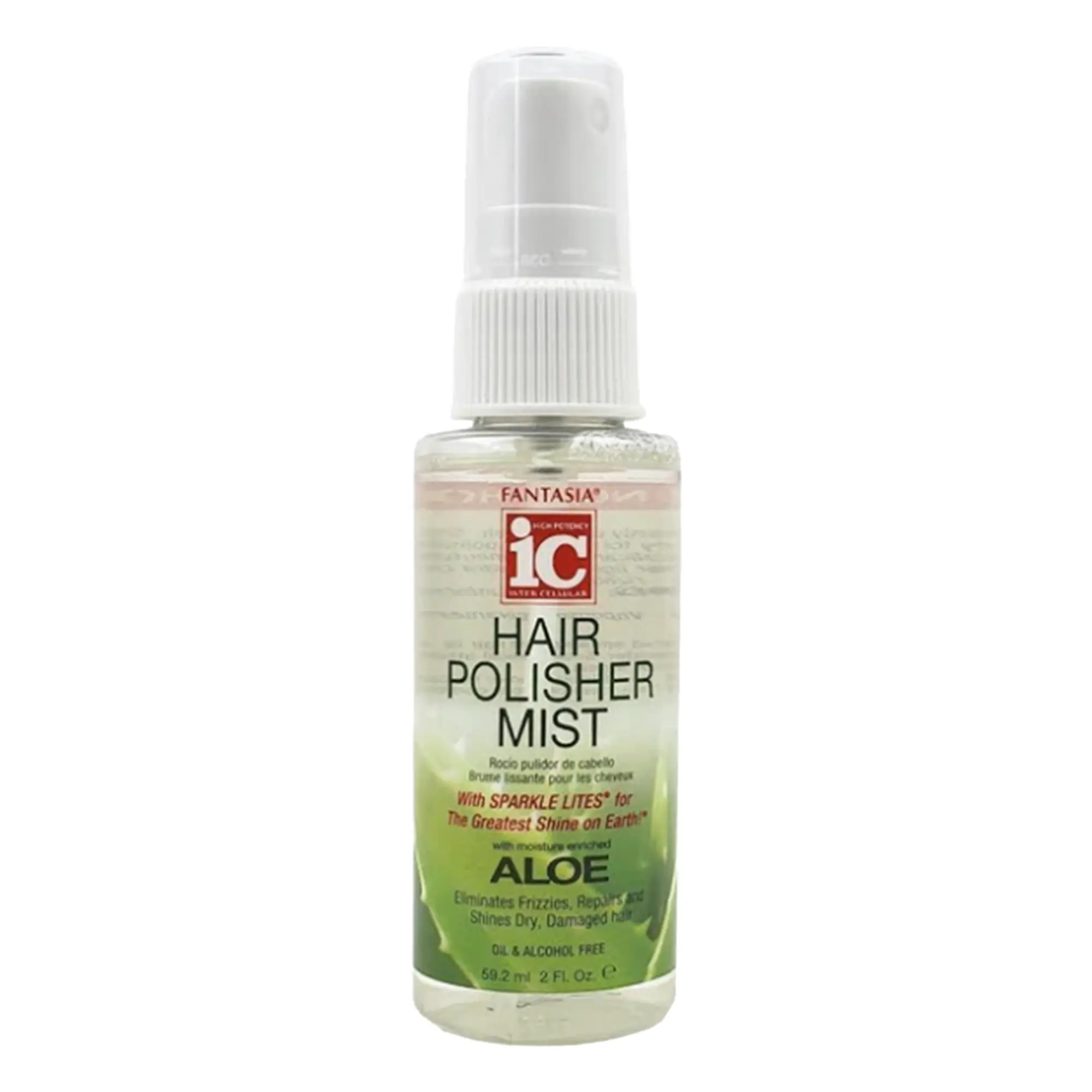 Fantasia IC Hair Polisher Spray, Lightweight Anti-Frizz Treatment for Silky Results, Alcohol-Free Daily Haircare with Sun & Heat Protection for All Types, 2oz, Compact, Sunscreen