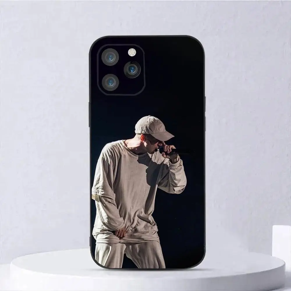 NF American Rapper Graphic Liquid Metal Phone Case - Black Soft Silicone, Smartphone Accessories for iPhone 12,13,14,15,16,17, Handheld Devices Protection