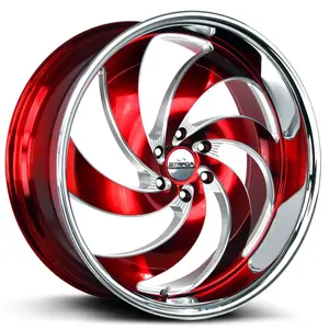 Retro 6 Candy Red Milled Stainless Steel Wheel