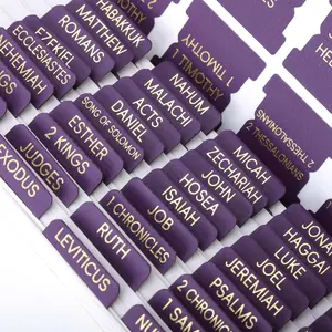 Leather Purple Bible Tabs, Laminated Large Print Gold Foil Bible Tabs for Women Men, 75 Bible Chapter Tabs, Bible Index Tabs, Bible Book Tabs (Violet)