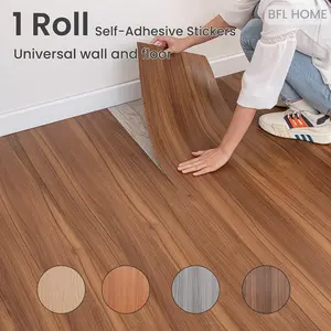 1 roll of wood grain texture super thick self-adhesive sticker, Durable pvc construction, suitable for wall and floor use, multiple colors and lengths to choose from, easy to peel and paste, suitable for indoor wall and floor renovation