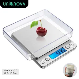 UNIQNOVA Kitchen Scale 500g by 0.01g/0.001oz High Precision Small Hand Size Digital Food Scale Nutrition Cooking Baking Measuring for Jewelry Battery Powered