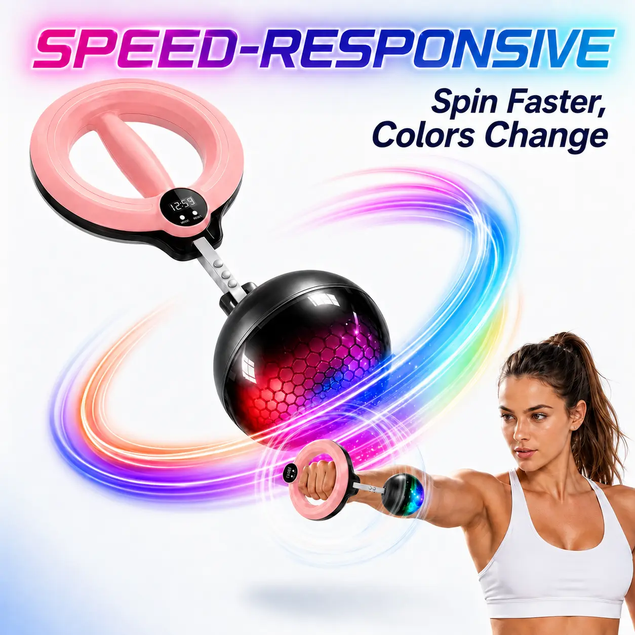 2026 Upgraded Hand Crank Trainer | 360° Rotating Weighted Ring for Forearm & Arm Strength | Lightweight Portable Upper Body Workout Equipment for Home Gym
