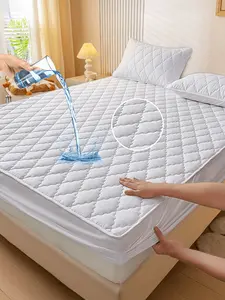 1PC Waterproof Quilted Deep Fitted Sheet - 30cm Depth, Polyester Fabric, Diamond Grid Ultrasonic Stitching, Breathable,