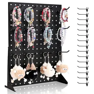 fathersdaygift  VEVOR Pegboard Display Stand, 17x 13 Inch Tabletop Pegboard Display Stand with 15 Hooks, Thickened Cold-Rolled Steel Peg Board Panel for Grocery, Retail Store and Jewelry Shop, Black (1 PCS)