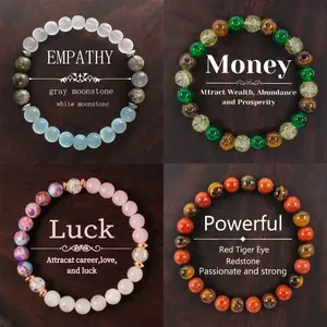 4pc Bohemian Natural Crystal Bracelet Set - Empathy, Money, Luck & Powerful Gemstone Jewelry