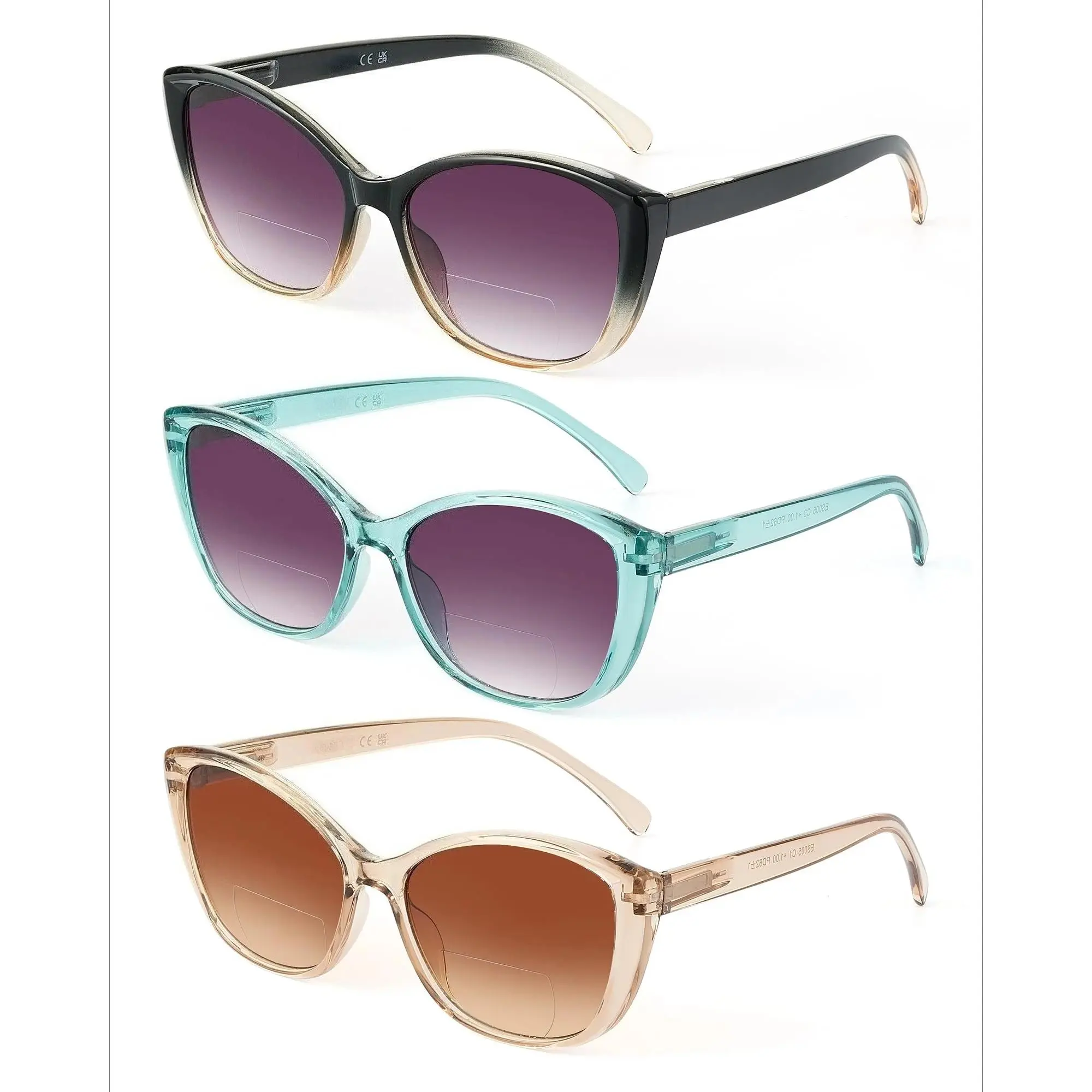 Stylish Bifocal Reading Sunglasses for Women, UV400 Sun Readers with Spring Hinges for Outdoor Comfort