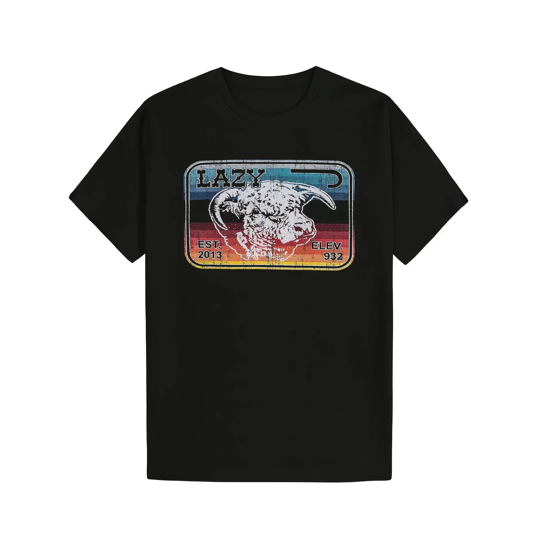 Women's Lazy J Ranch Serape Elevation Short-Sleeve Cotton Graphic T-Shirt - Classic, Casual Streetwear with Soft, Comfortable Fabric, Round Neck, Shortsleeve, Top