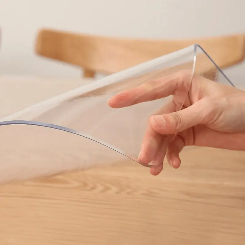 AIMHave transparent plastic tablecloth, 1.5mm with multiple sizes, high flexibility, waterproof, oil-proof, heat-resistant, tear-resistant, and durable, suitable for dining tables, bedside tables, and kitchen table mats.