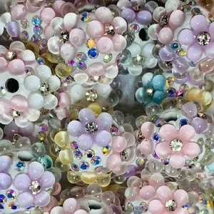 Flower bead, mix 4pcs clear acrylic Flower bead, mix 4pcs clear acrylic