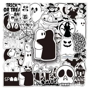 50pcs Halloween Stickers, Premium Skull Stickers, Perfect for Scrapbooks Journals Laptops Water Bottles Cars, Car Decal, Car Decorative Sticker, Bumper Sticker, Positive Message Gift Design