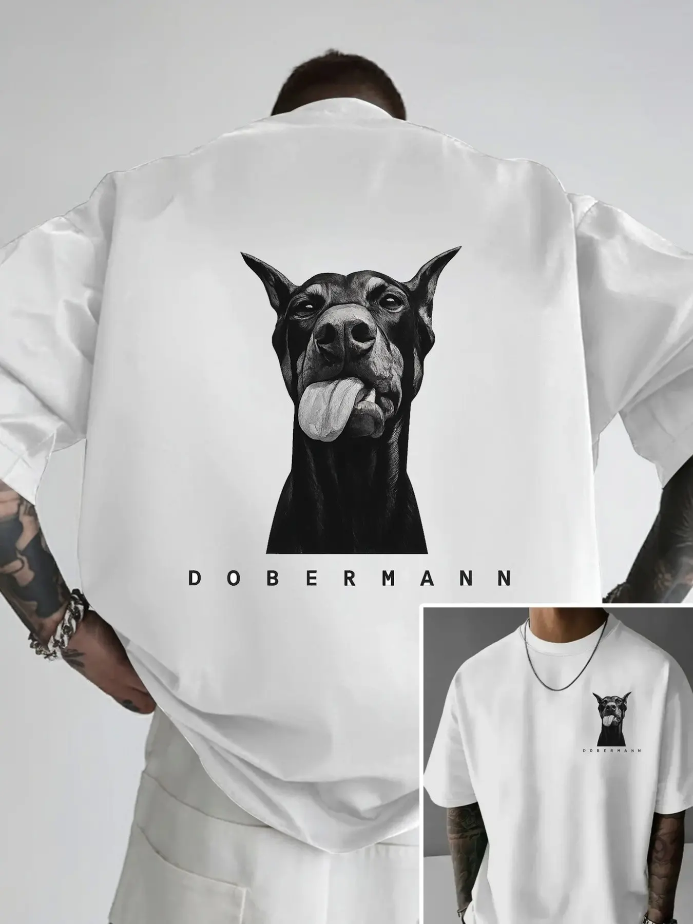 Men's Animal Print T-Shirt, Back Dalmatian Dog Design, Breathable Fitted Casual Wear, Summer Top, All Seasons