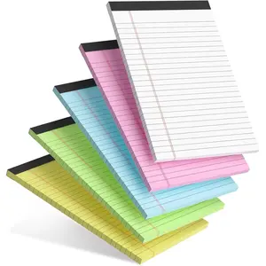 5pcs Small Note Pads 5x8 Notebook College Ruled Legal Pads Color Notepads 5 Pack Study Back Writing Pads 5 x 8 Perforated Narrow Ruled Pads of Paper for School & Office Supplies 30 Sheets/Pack
