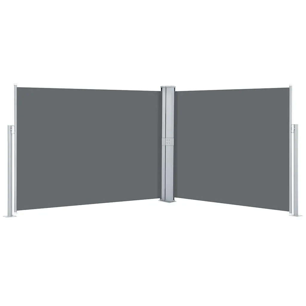 vidaXL Retractable Side Awning, Folding Privacy Screen with Double Side, Outdoor Divider Wall Patio Awning for Deck Porch, Anthracite 55.1"x393.7 48486