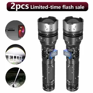 2PACKS High Lumen Rechargeable LED Flashlights Ultra-Bright Flashlights ，Zoom-able Torch Handheld Flashlight，For Outdoor Emergency Signaling Backyard BBQ Adjust Brightness Labor Day spotlight