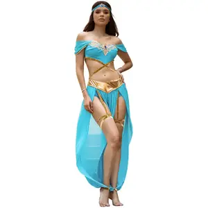 S-XL Sexy Cos Costume Festival Party Clothes Lamp of Aladdin Princess Jasmine Dress Theme Halloween Costume Skirt Womenswear Pants Polyester Cowrie Savage x fenty