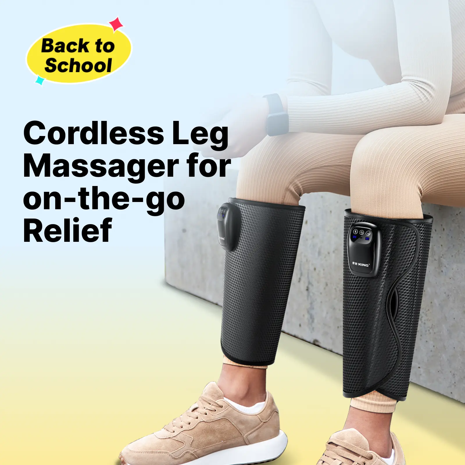 【FIT KING】Air Compression Cordless Calf Massager, 3 Modes & Intensities, Rechargeable Leg Massager Comfort Massaging Device Relaxation Tool mothersday gift