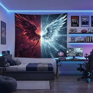 1pc Mythical Angel Demon Wings Wall Art Tapestry, Duality Contrast Fabric Mural for Studio Apartment Reading Nook Entrance Ceiling Decor, Durable Lightweight Polyester Wall Hanging
