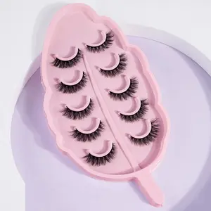 Fluffy False Eyelashes, Lightweight 5 Pairs Wispy Natural Curling Eye Makeup Strip Lashes, Full Volumized False Eyelashes, False Eyelash Set