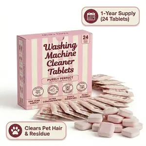 Washing Machine Cleaning Tablets – Odor Remover and Descaler Tabs – Ultra Concentrated - 1 Year Supply - Non-Toxic, Eco-Friendly, Biodegradable Washer Cleaner Tablets for HE, Front Load & Top Load Machines