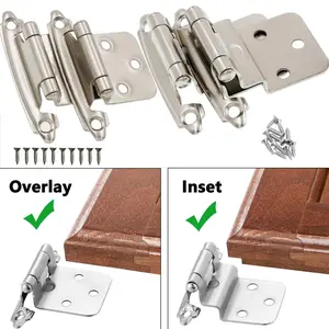 3/8'' Inset Self-Closing Cabinet Hinge Built Spring American Style for Bathroom and Kitchen Cabinets Easy Installation and Automatic Closing Mechanism