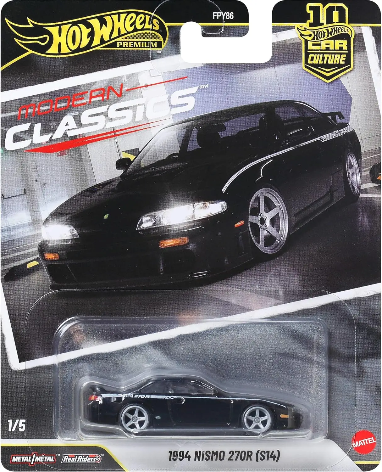 Hot Wheels Premium Car Culture Modern Classics 1994 NISMO 270R (S14) Diecast Model Car, Real Rider Tires, Metal-Metal Body & Chassis, Diecast Models