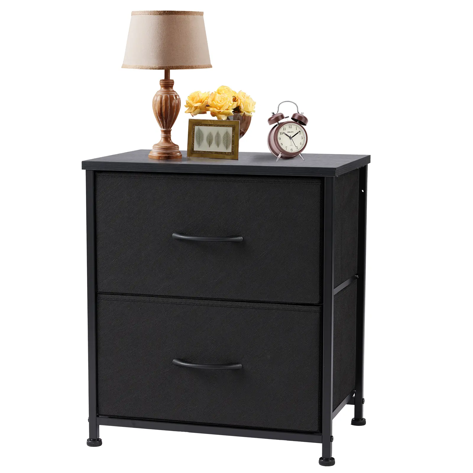 Nightstand Small Dresser with 2 Fabric Drawers Side Bedroom End Table Kids Bedside Storage Furniture for 20" Tall Night Stand for Closet, Entryway, College Dorm