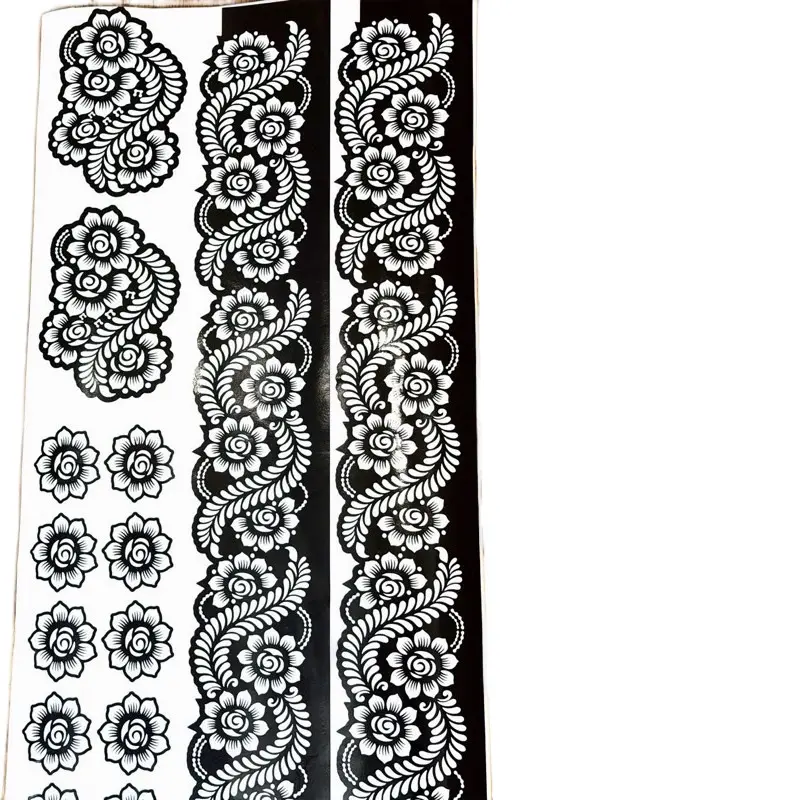 D50 Full Set Henna Stencil Stickers - Palm, Feet, Finger Glitter Designs, Clean Lines, All Skin Types, Temporary Tattoos for Sparkle Look, Art Patterns, Henna Designs