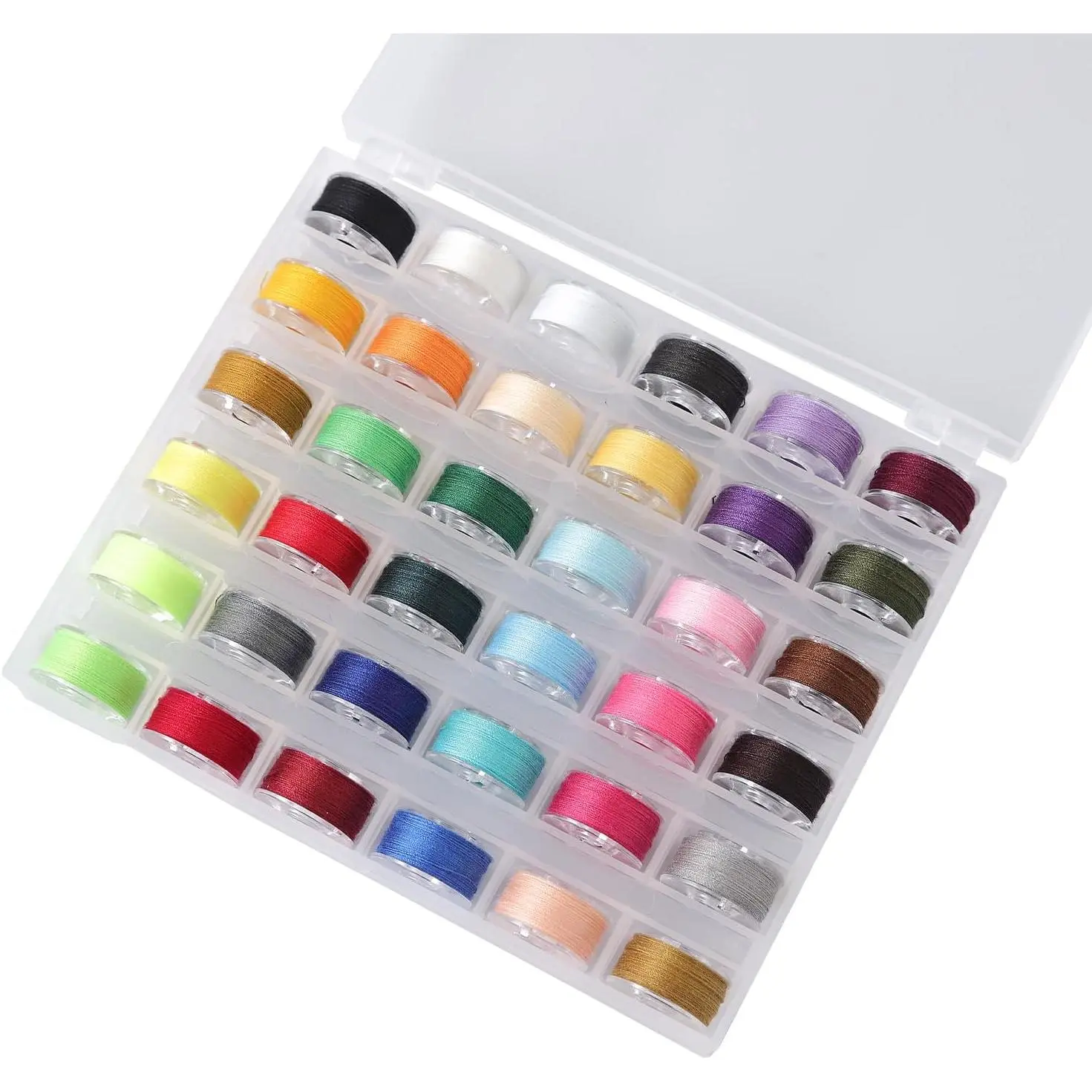 36 count Bobbins and Sewing Threads with Bobbin Case, Sa156 Bobbins Plastic with Case for Brother, Bro-Ther, Singer, Sewing Machine Accessories (Multi-Color)