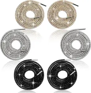 3 Pairs Rhinestone Shoe Laces,Rhinestone Laces for Sneakers,Crystal Shoe Lace for Sneakers,Crystal Shoes Lace for Sweatpant (Black,White,Rainbow) Lengthened 55"/140CM - Home Improvement.