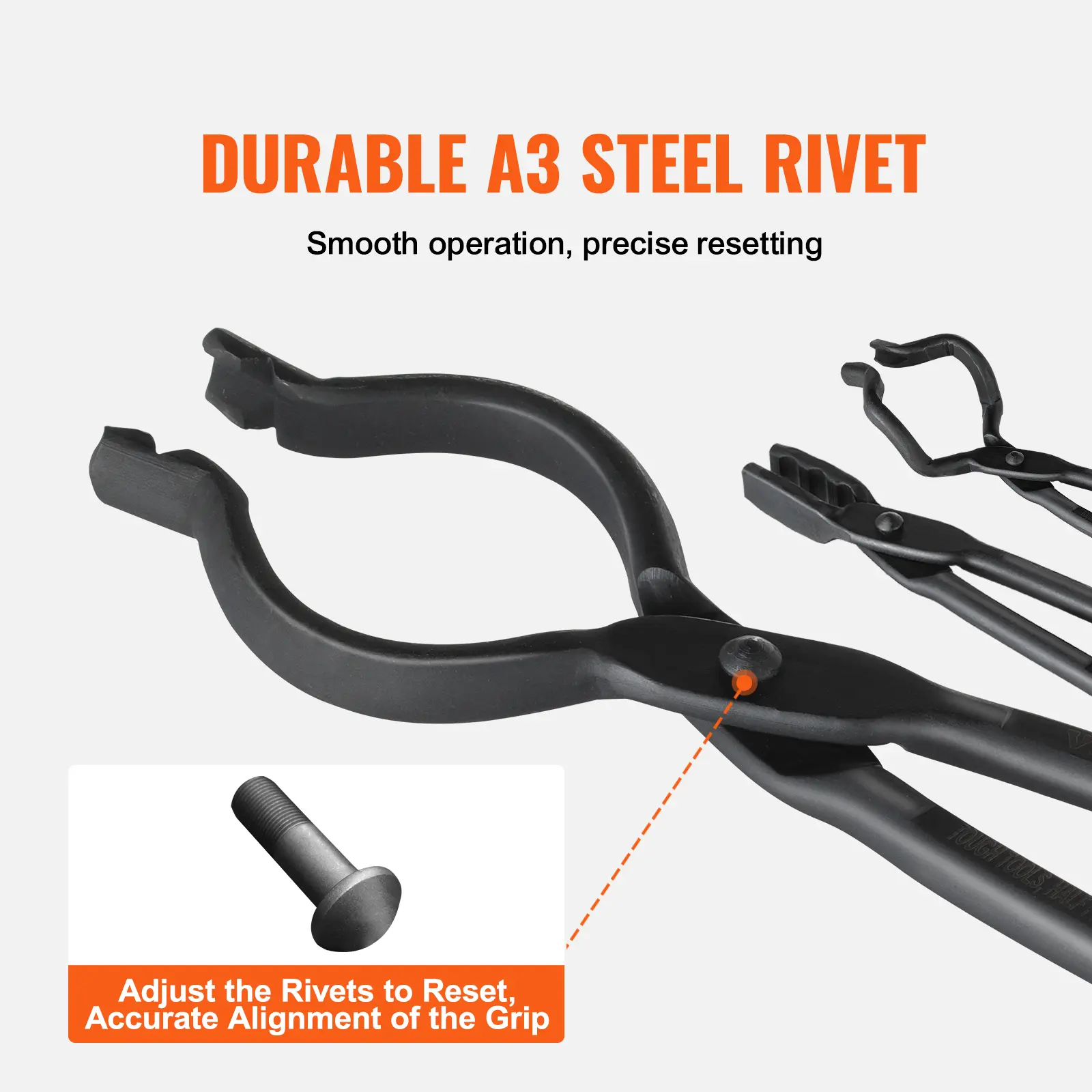 VEVOR Blacksmith Tongs, 18" 3 PCS, V-Bit Bolt Tongs, Wolf Jaw Tongs and Z V-Bit Tongs, Carbon Steel Forge Tongs with A3 Steel Rivets, for Beginner and Seasoned Blacksmiths, Bladesmiths and Craftsmen