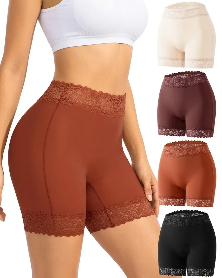 ORLAROY Women High Waisted Lace Slip Shorts, Anti-Chafing Boyshorts Underwear, Soft Smooth Under Dress Safety Shorts Multi Packs Breathable Casual Casual Wear Cotton