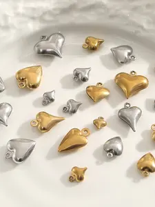 20pcs Stainless Steel Heart Pendants, DIY Jewelry Making Supplies, Necklace Bracelet Accessories, All Seasons