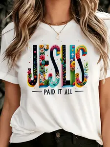 Colorful Floral Paid It All - Summer Faith T-Shirt, 180G Short Sleeve T-Shirt for Easter And Pentecost, American Processing