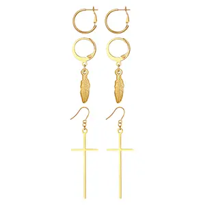 OIDEA Women's Long Polished Stainless Steel Cross Dangle Earrings, Minimalist Statement Jewelry, Latin Inspired & Religious Motif Drop Earrings, Latin Inspired Earrings, Religious Motif Earrings