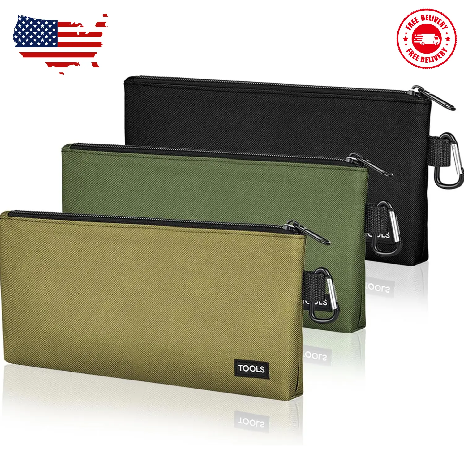 3 Pack Premium Tool Pouches Zipper Bag, Small Tools Bags