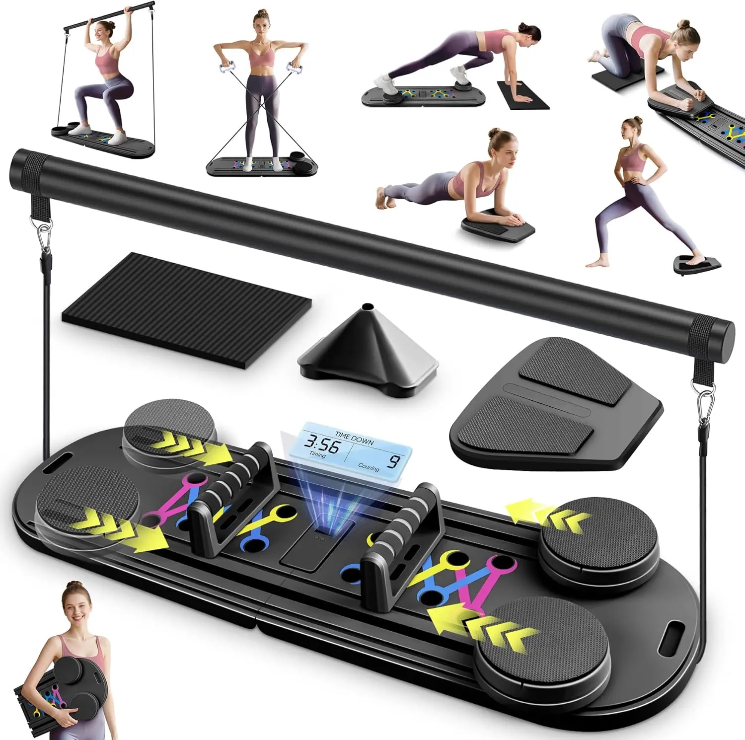 Pilates Reformer, Home Pilates Reformer Exercise Machine, Multifunctional Abdominal Board, Portable Foldable Abs Training Equipment, Women’s Pilates Core Workout Equipment summerwins,summerwins